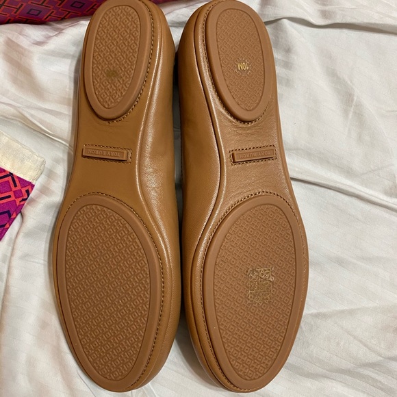 SOLD NEW Tory Burch Minnie Flats Royal Tan sz 10 - Picture 4 of 5